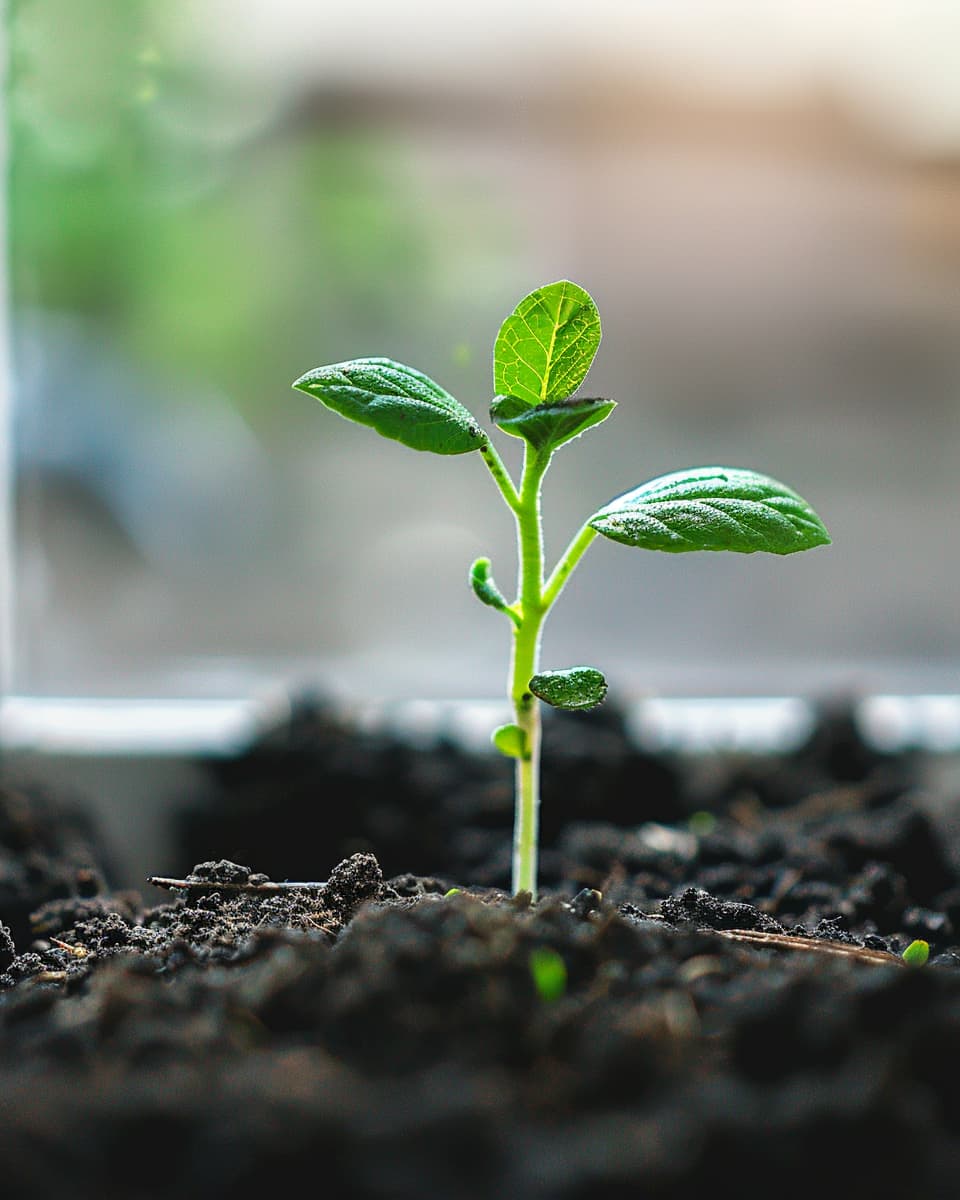 Young wildflower plants potted on window sill from The Botanical Letter Club